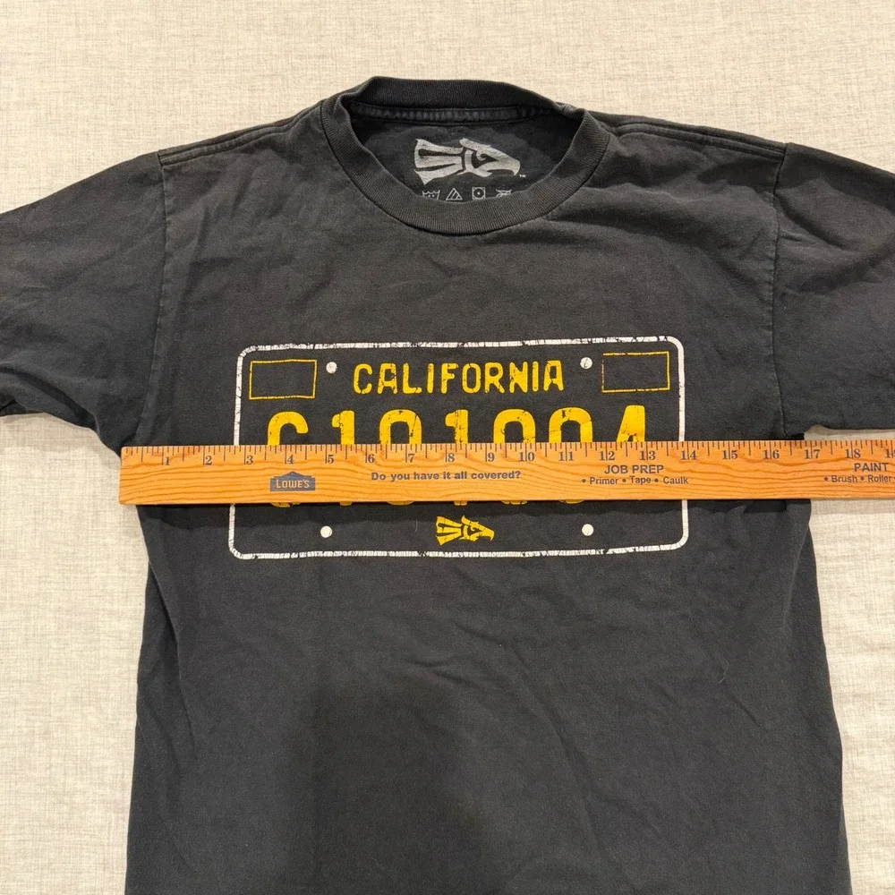 SD West Coastin San Diego California License Plate T-Shirt Mens S Black Cotton
